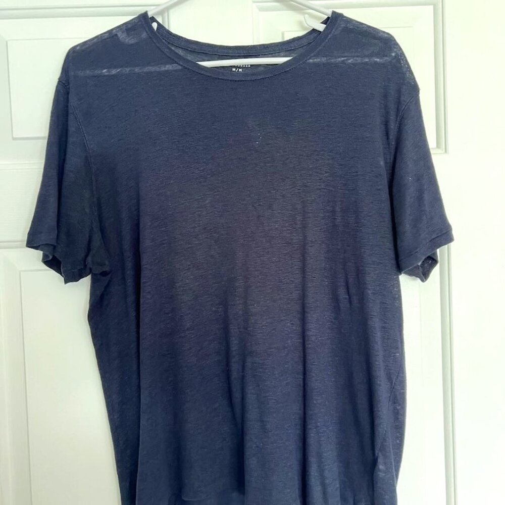 Club Monaco Navy Linen Pocket T-shirt Men's M